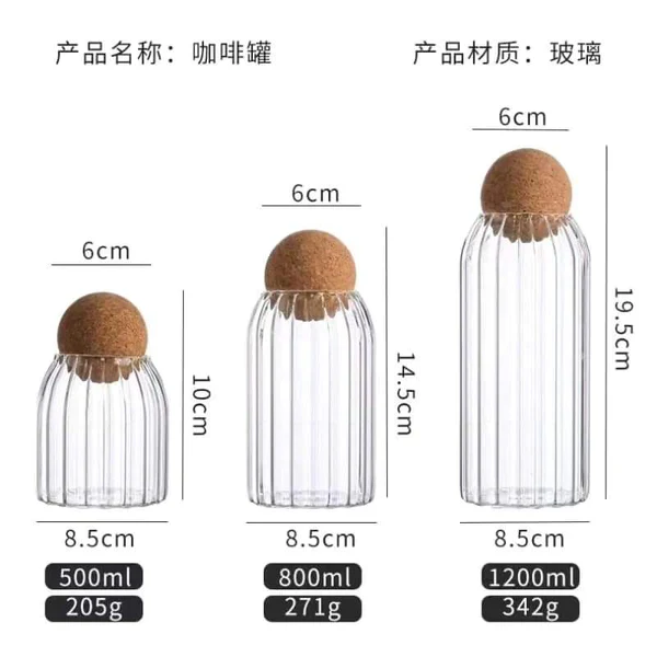 Bar-Shaped Open Ball Cork Transparent Jar with Bamboo Lid - Image 4