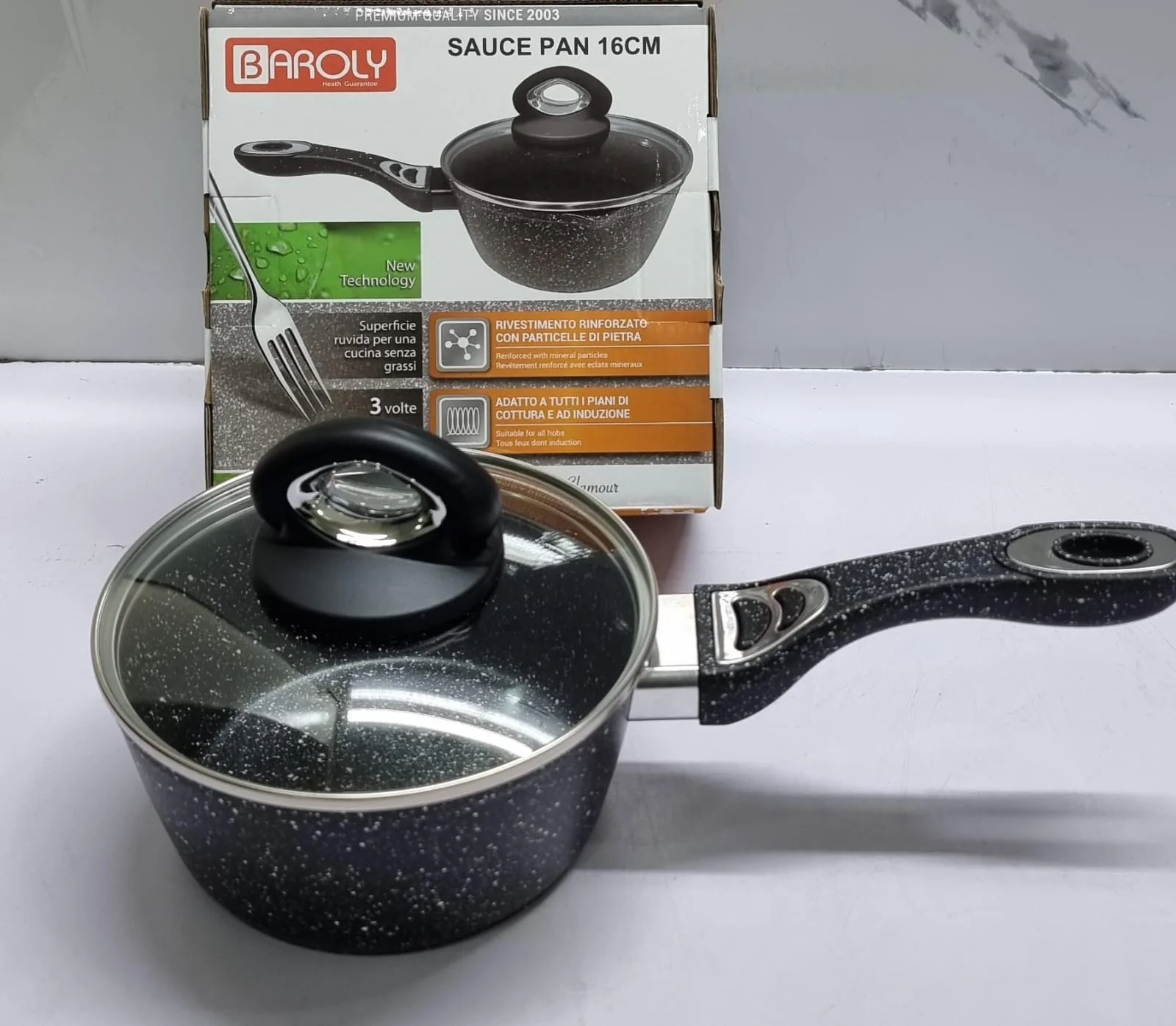 Baroly German brand heavy Granite Sauce pans + lid - Image 4