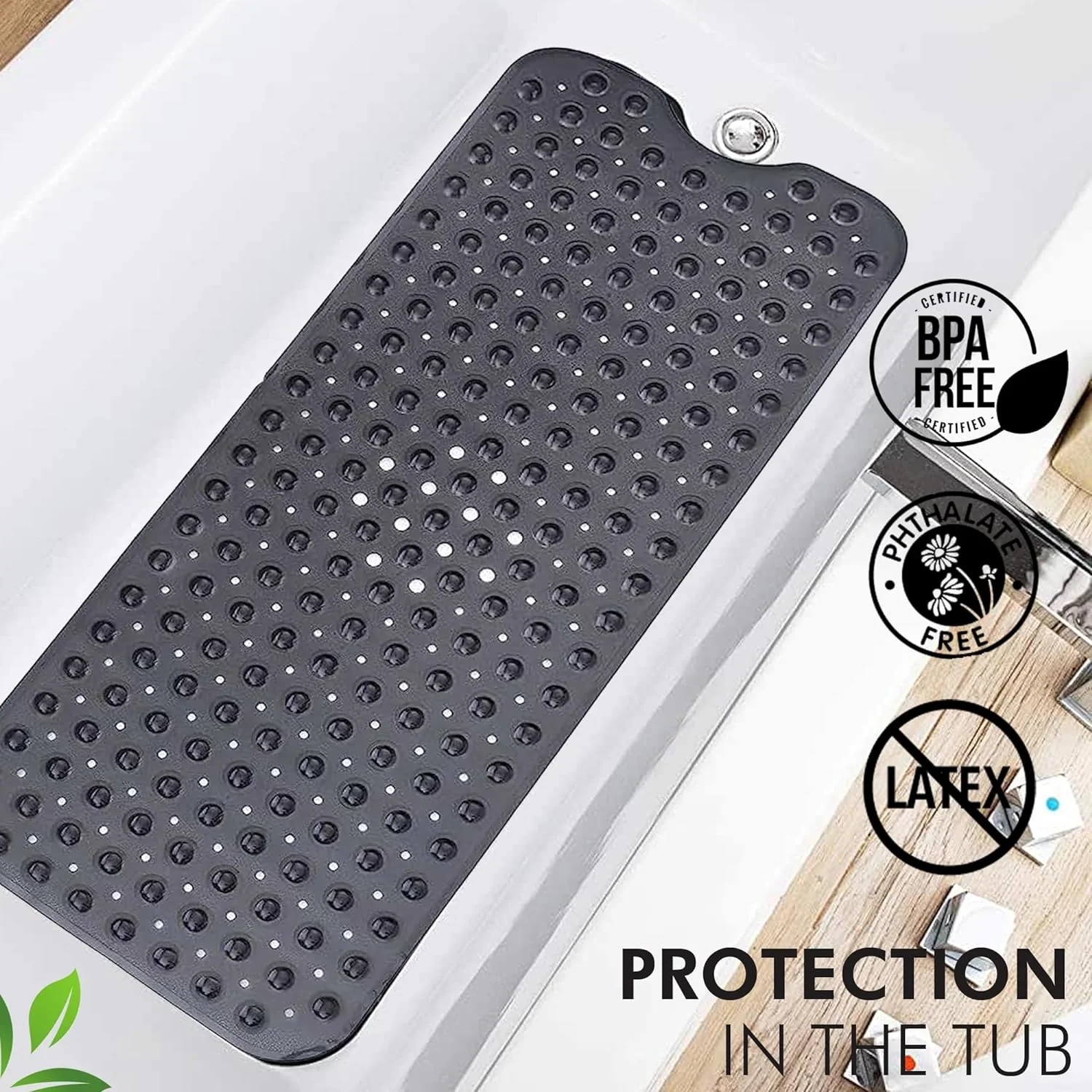 Bath Mat Non Slip Anti-Slip with Suction Cups and Drain Holes For Bathtub - Image 3