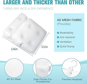 Bath tub Bath pillow size 37x35x10cm 6 silicone suction cups - Image 4