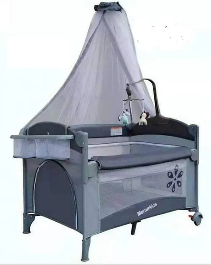 Baby Co-sleeper playpen with cot mobile stand net changing pad wheels - Image 2