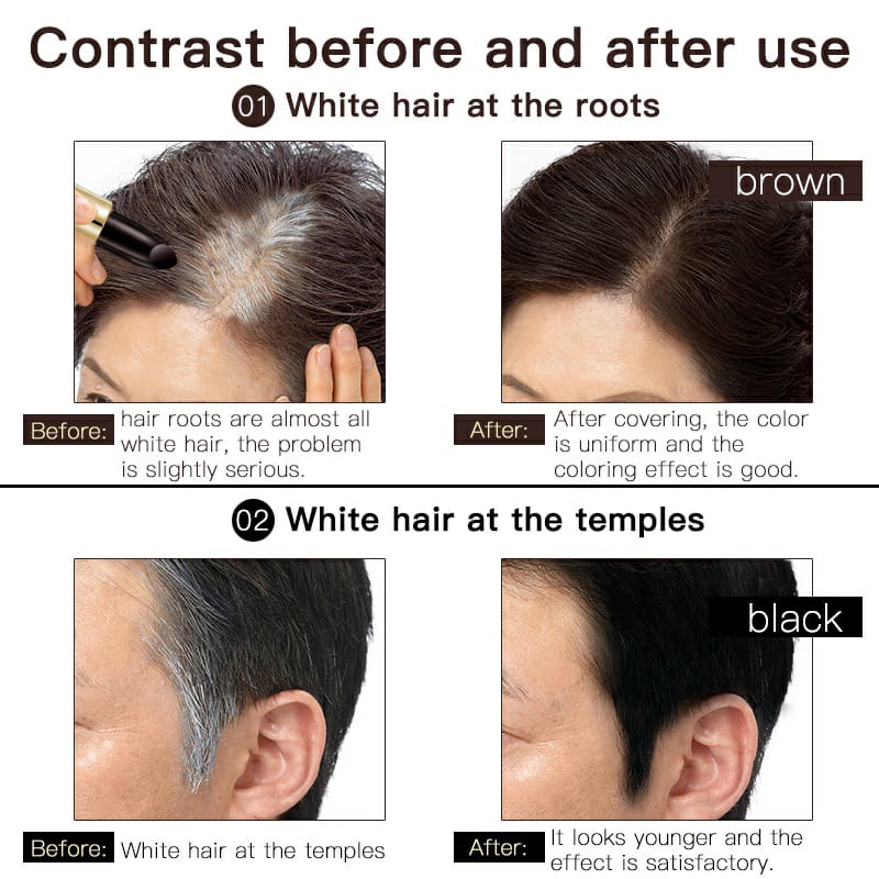 Black & Dark Brown one time hair dye stick with instant root coverage, Hair colour modify cream stick, Hair care - Image 3