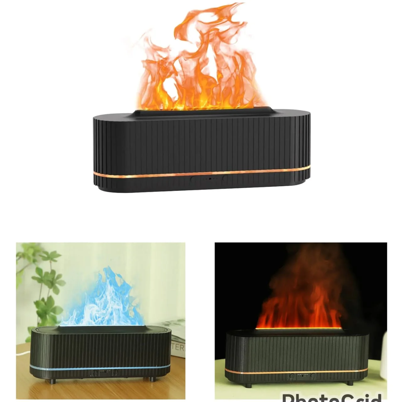 Black Stripped 3D Flame Humidifier Diffuser - Image 2