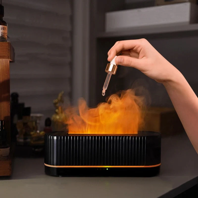 Black Stripped 3D Flame Humidifier Diffuser - Image 3