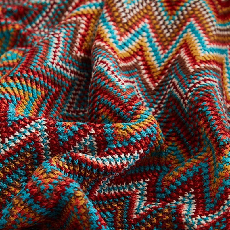 Bohemian Knitted Throw Blanket With Tassel - Image 9