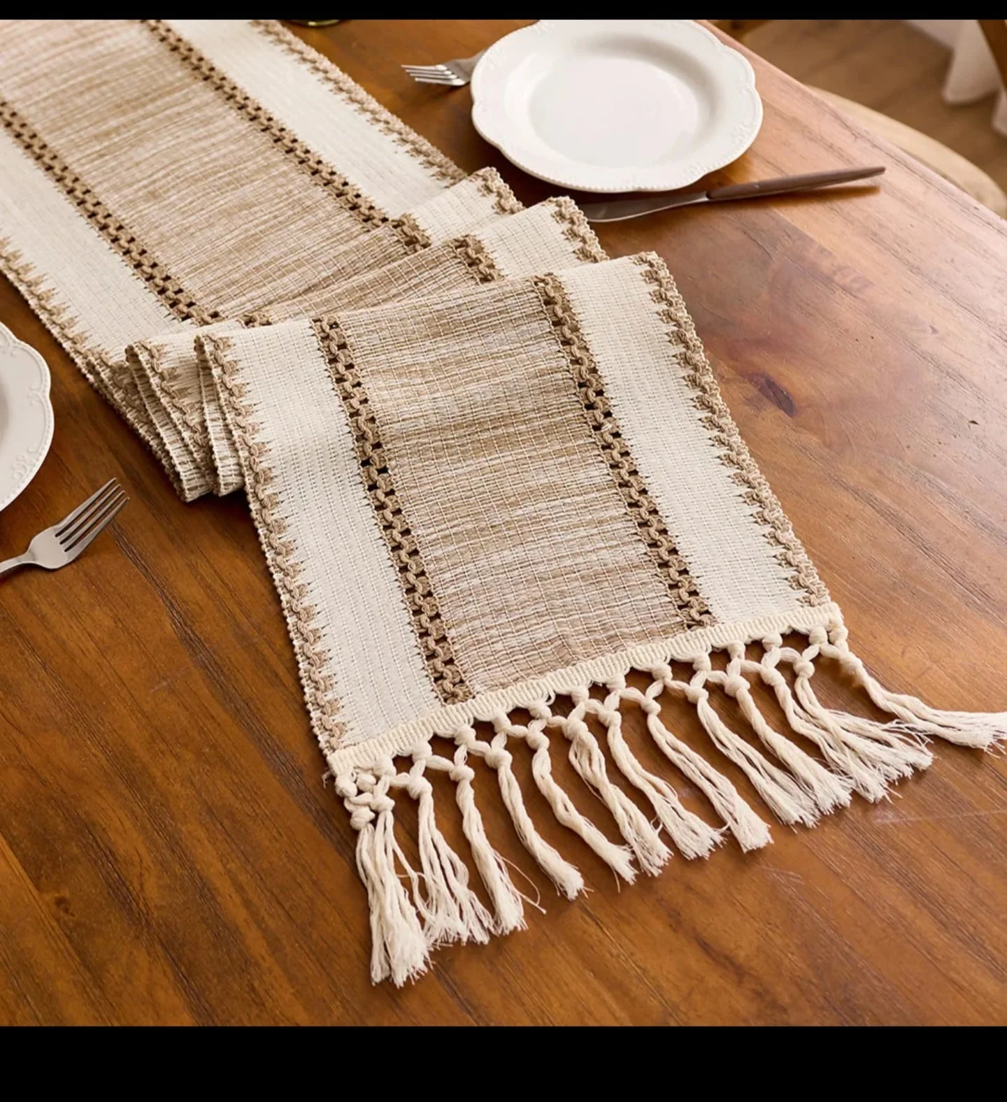Boho Cotton Table Runner with Tassels 30×180cm - Image 4