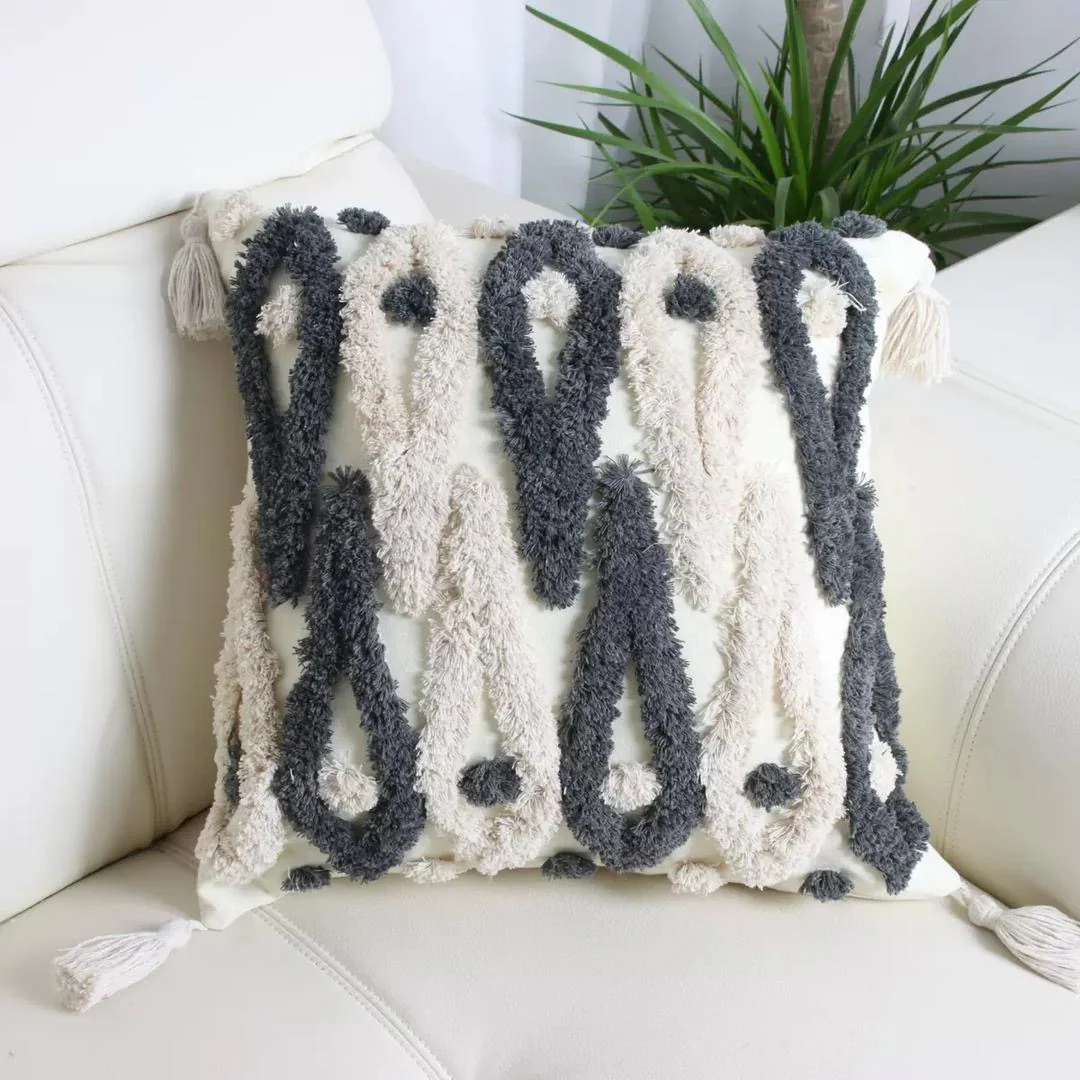Boho Cotton Woven Pillowcases 45x45cm | Tufted Tassel Cushion Cover for Sofa Decor - Image 14