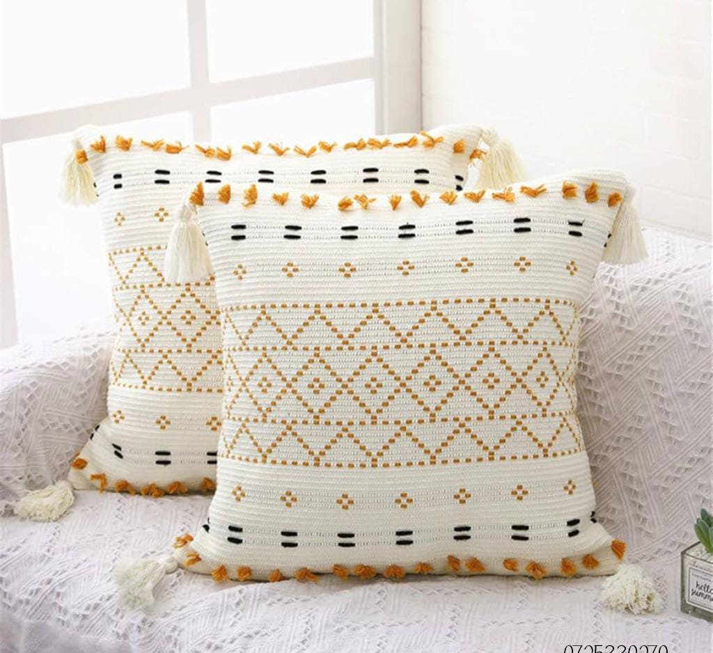 Boho Cotton Woven Pillowcases 45x45cm | Tufted Tassel Cushion Cover for Sofa Decor - Image 25