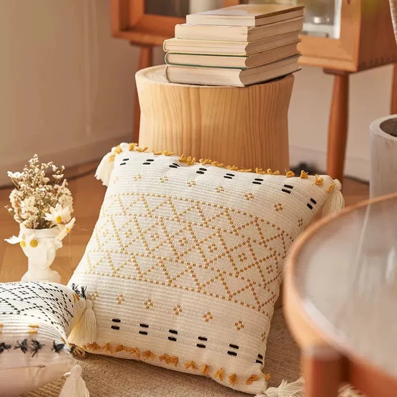 Boho Cotton Woven Pillowcases 45x45cm | Tufted Tassel Cushion Cover for Sofa Decor - Image 26