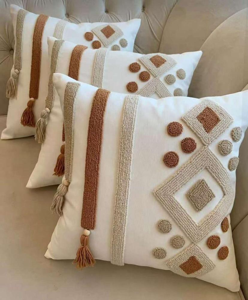 Boho Cotton Woven Pillowcases 45x45cm | Tufted Tassel Cushion Cover for Sofa Decor - Image 28