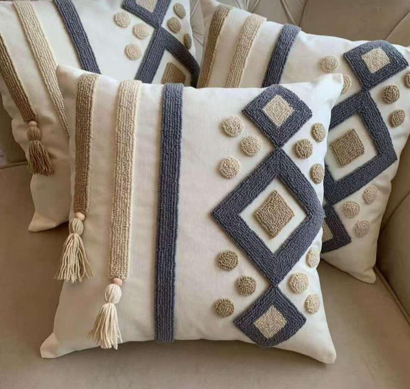 Boho Cotton Woven Pillowcases 45x45cm | Tufted Tassel Cushion Cover for Sofa Decor - Image 6