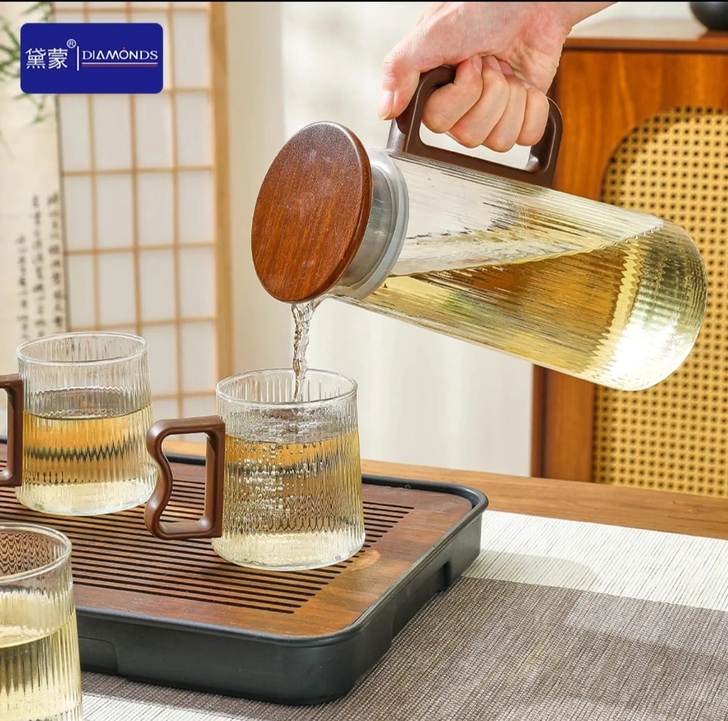 Borosilicate Glass Jug & Water,Tea and Juice Set (1300ml + 6 Glasses) - Image 2