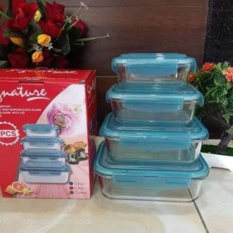 Borosilicate Glass Food Storage Lunch Box Container Set with Leak Proof Lids - Image 2