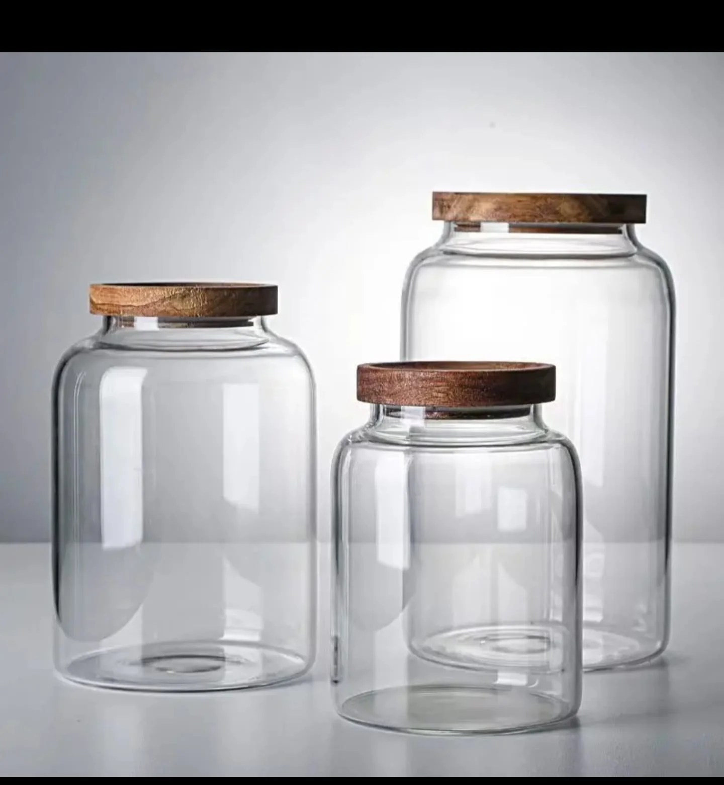 Borosilicate Glass Storage Jars with Acacia Lid 1.5L / 2L / 3.5L - Image 2