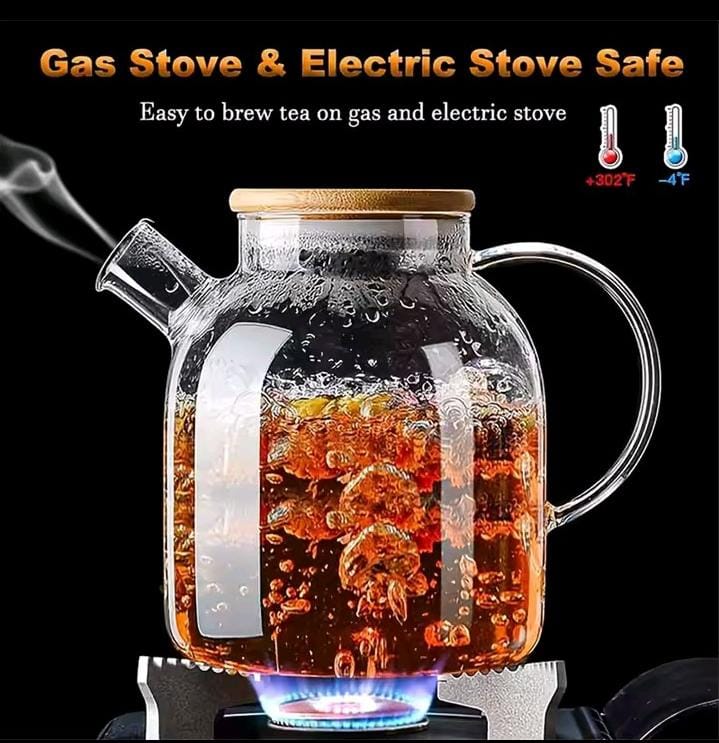 Borosilicate Glass Teapot with Lid – Direct Flame Safe - Image 2