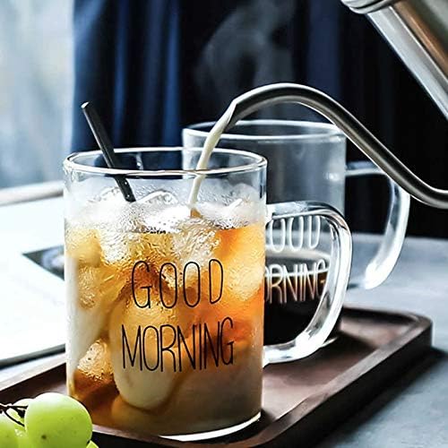 Borosilicate Good Morning Printed Glass Mug with Handle - Image 4