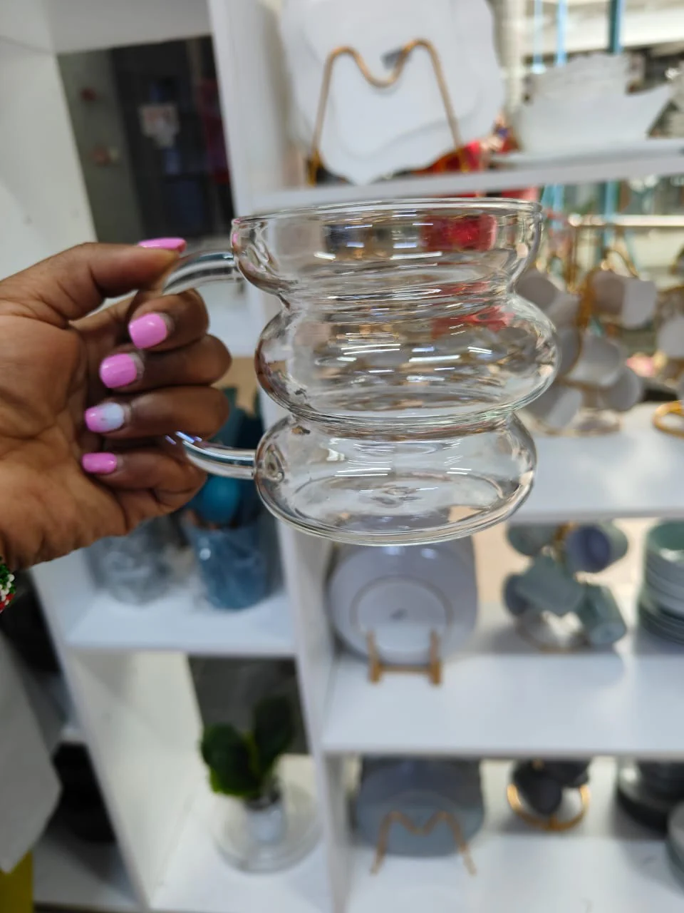 Borosilicate Heat Resistant Mug glass 430ml transparent cup with handle, - Image 4