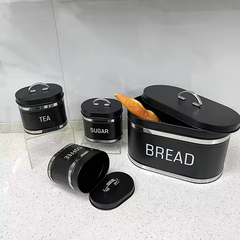 Bread Bin & 4-Piece Canister Set – Tea, Coffee & Sugar - Image 4