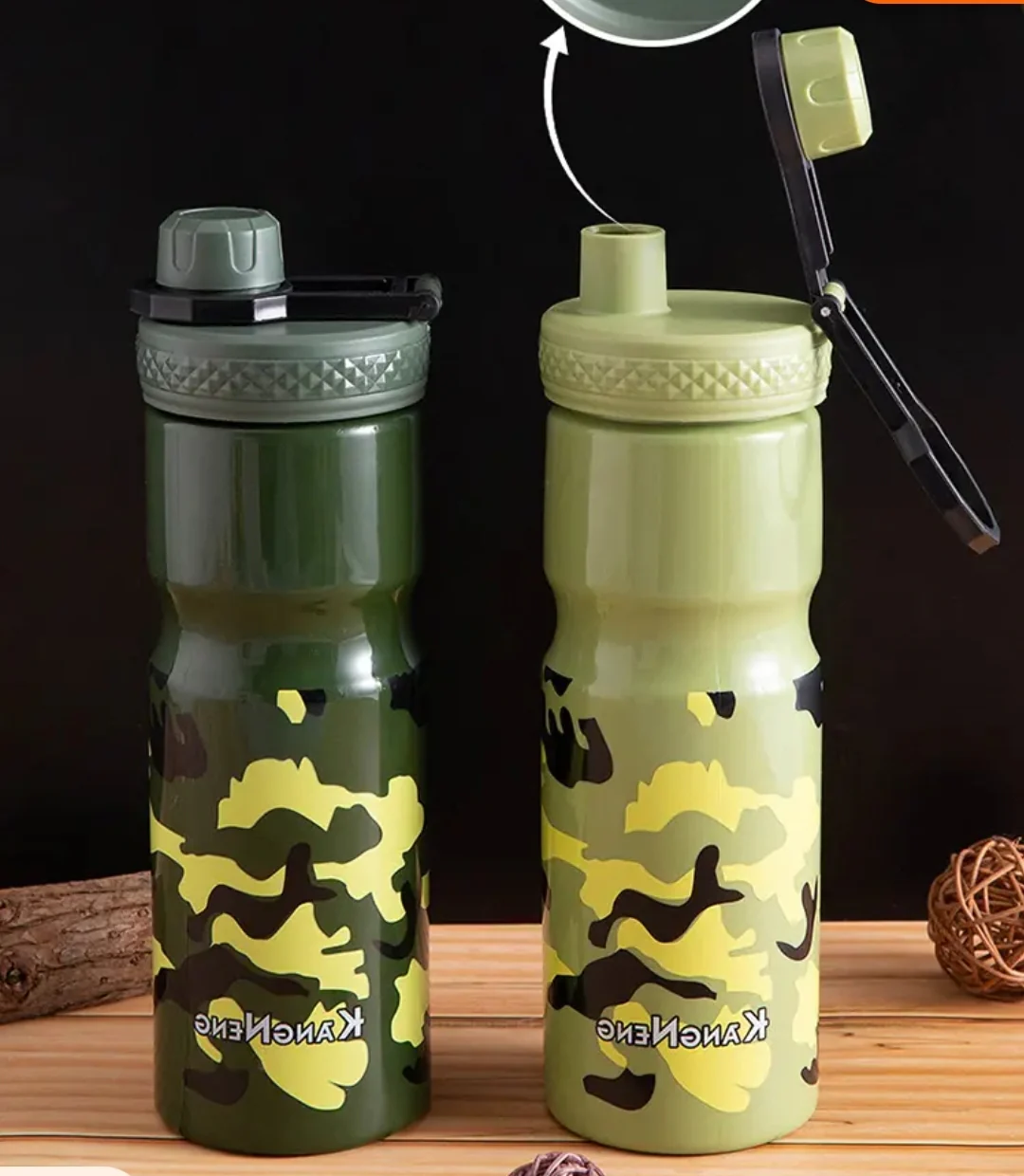 Camouflage Jeshi 1000ml plastic sports water bottle - Image 2