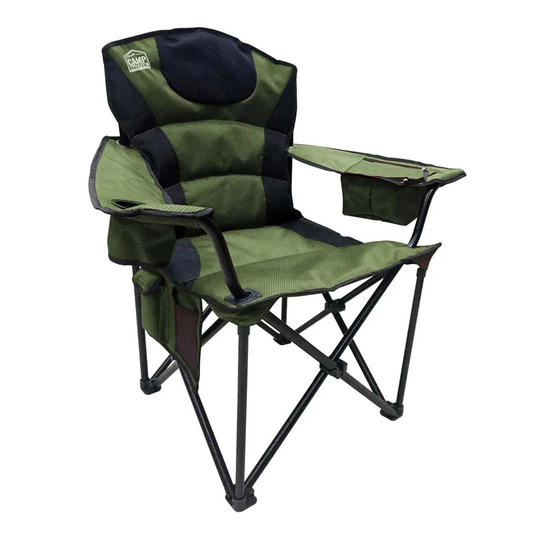 Camp Master Camping Outdoor Beach Chair Portable Fishing Hiking Foldable Chair with Cup Holder and Side Pockets - Image 2