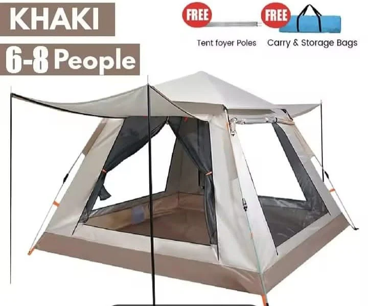 Camping Tent 5-8 Person Khaki Lightweight Waterproof Windproof Backpacking Tent For Family In Beach Camping And Outdoor Activity - Image 2