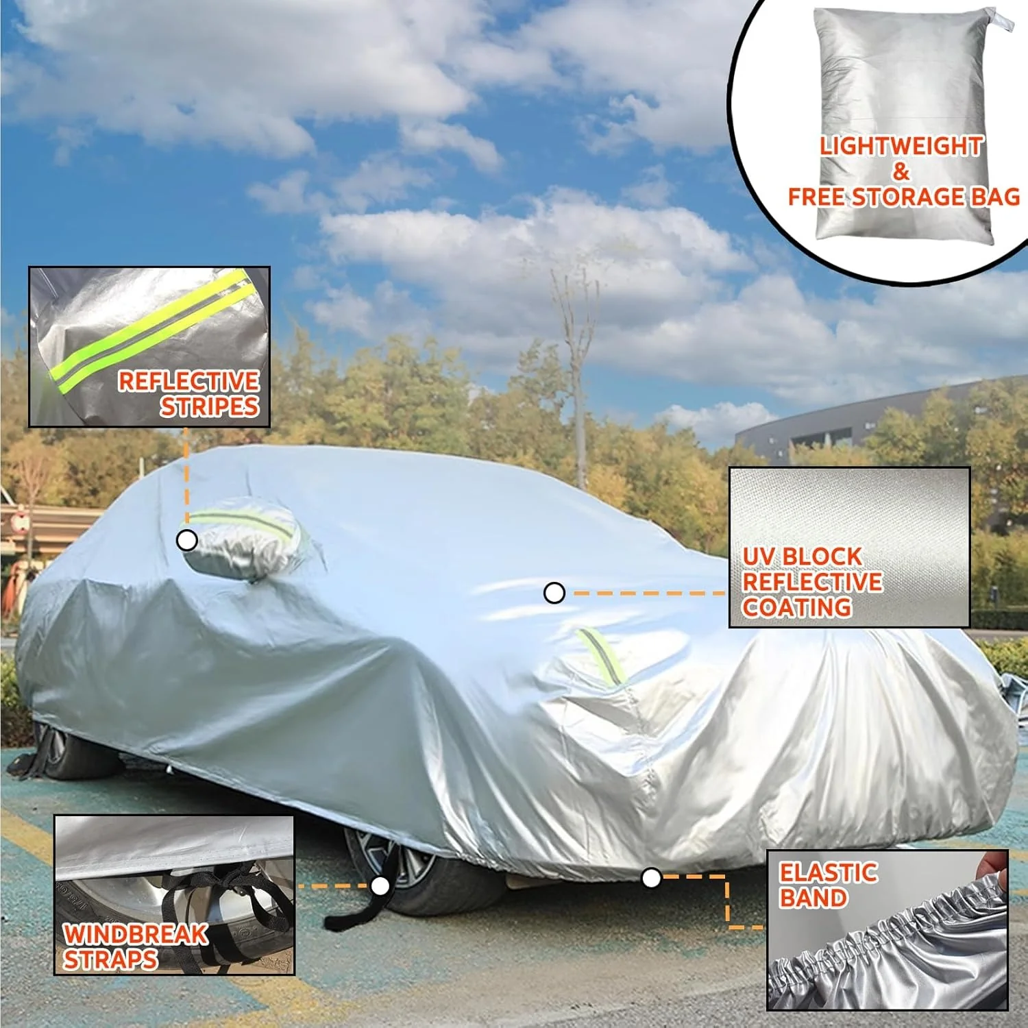 Car Cover Heavy Duty Waterproof Full Car Cover All Weather Protection Outdoor Indoor Use UV Dustproof - Image 3