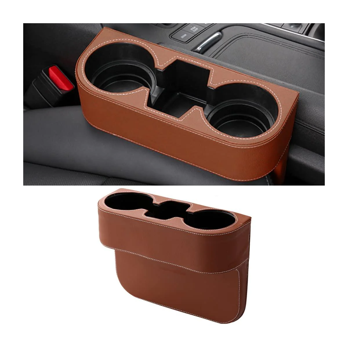 Car Cup Holder with Phone Holder & double Side Holders with high Quality Leather Cover - Image 7