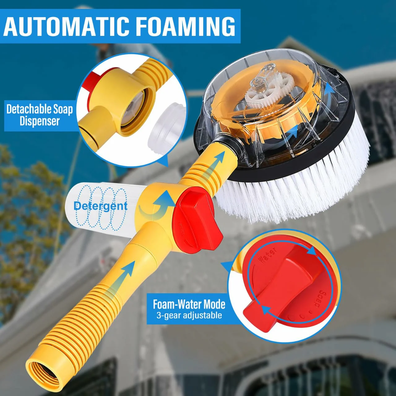 Car Wash Brush, Car Cleaning Kit, 360° Spin Car Wash Mop - Image 2