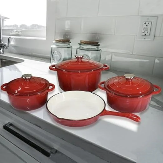 7 PCS Enamel Cast Iron Cooking Pots Set  Non-Toxic, Oven-Safe Pots for Kenyan Kitchens - Image 19