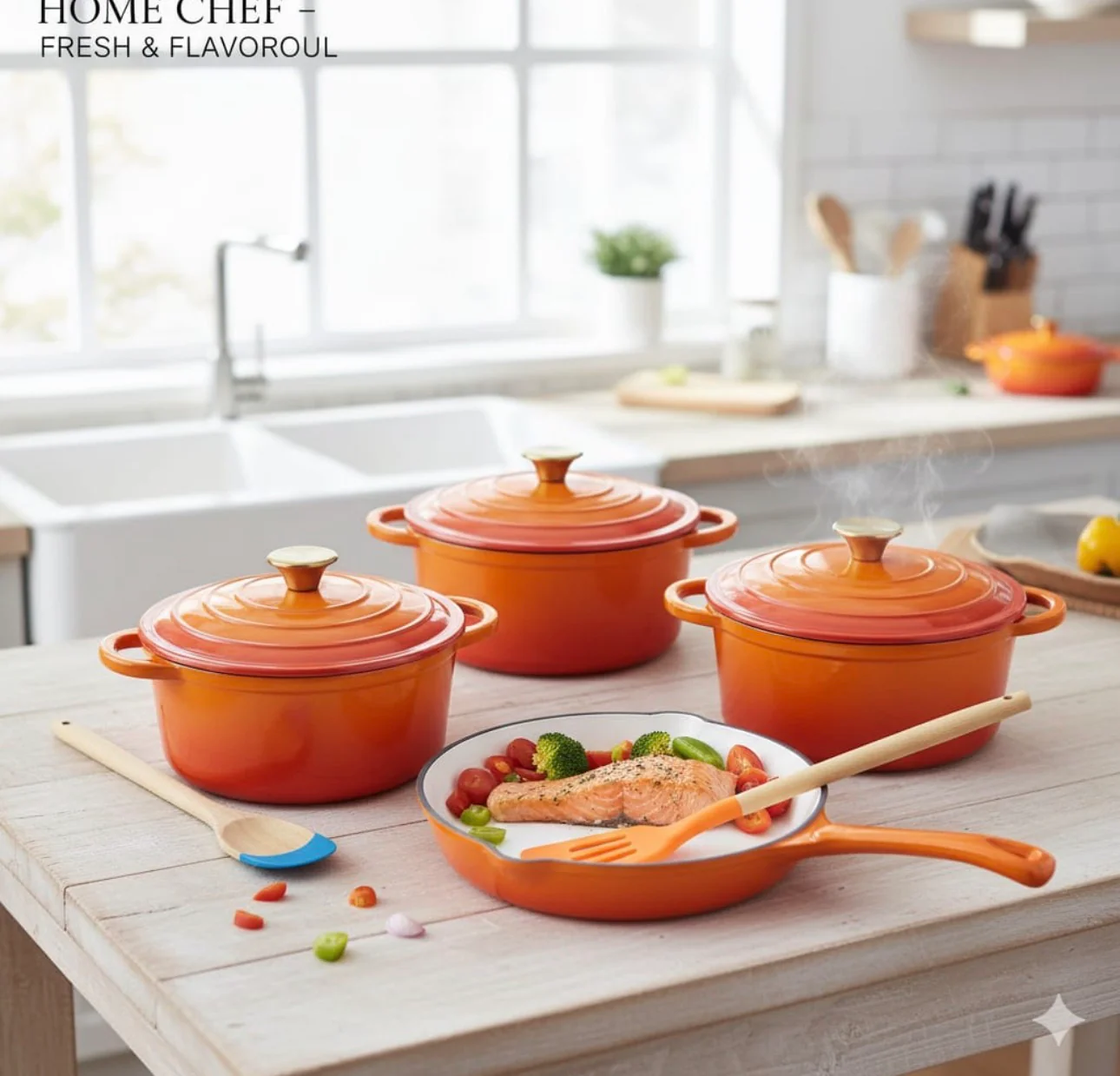 7 PCS Enamel Cast Iron Cooking Pots Set  Non-Toxic, Oven-Safe Pots for Kenyan Kitchens - Image 25