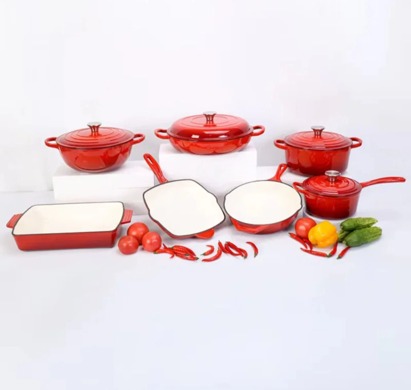 7 PCS Enamel Cast Iron Cooking Pots Set  Non-Toxic, Oven-Safe Pots for Kenyan Kitchens - Image 27