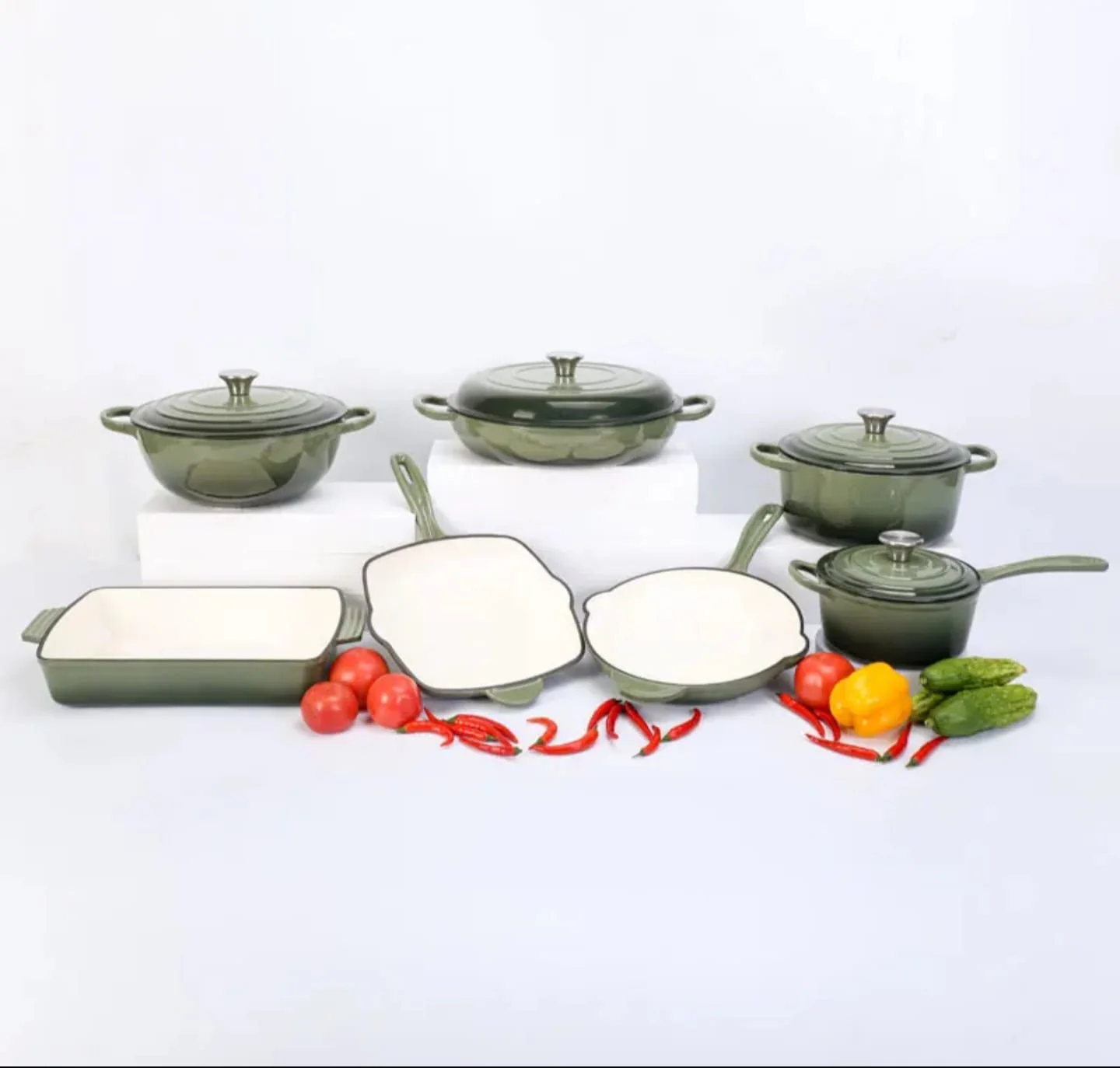 7 PCS Enamel Cast Iron Cooking Pots Set  Non-Toxic, Oven-Safe Pots for Kenyan Kitchens - Image 35