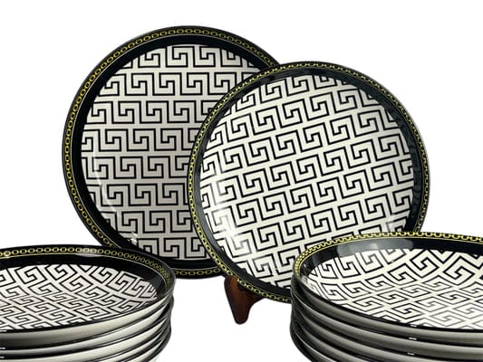 Ceramic Channel Black Round  Dinner Set 24pc - Image 2