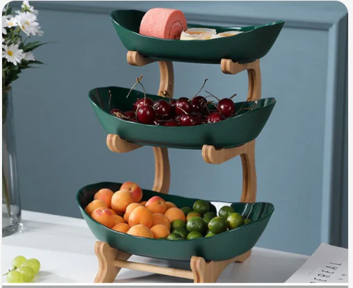 Ceramic Serving Bowl with wooden Stand - Image 2