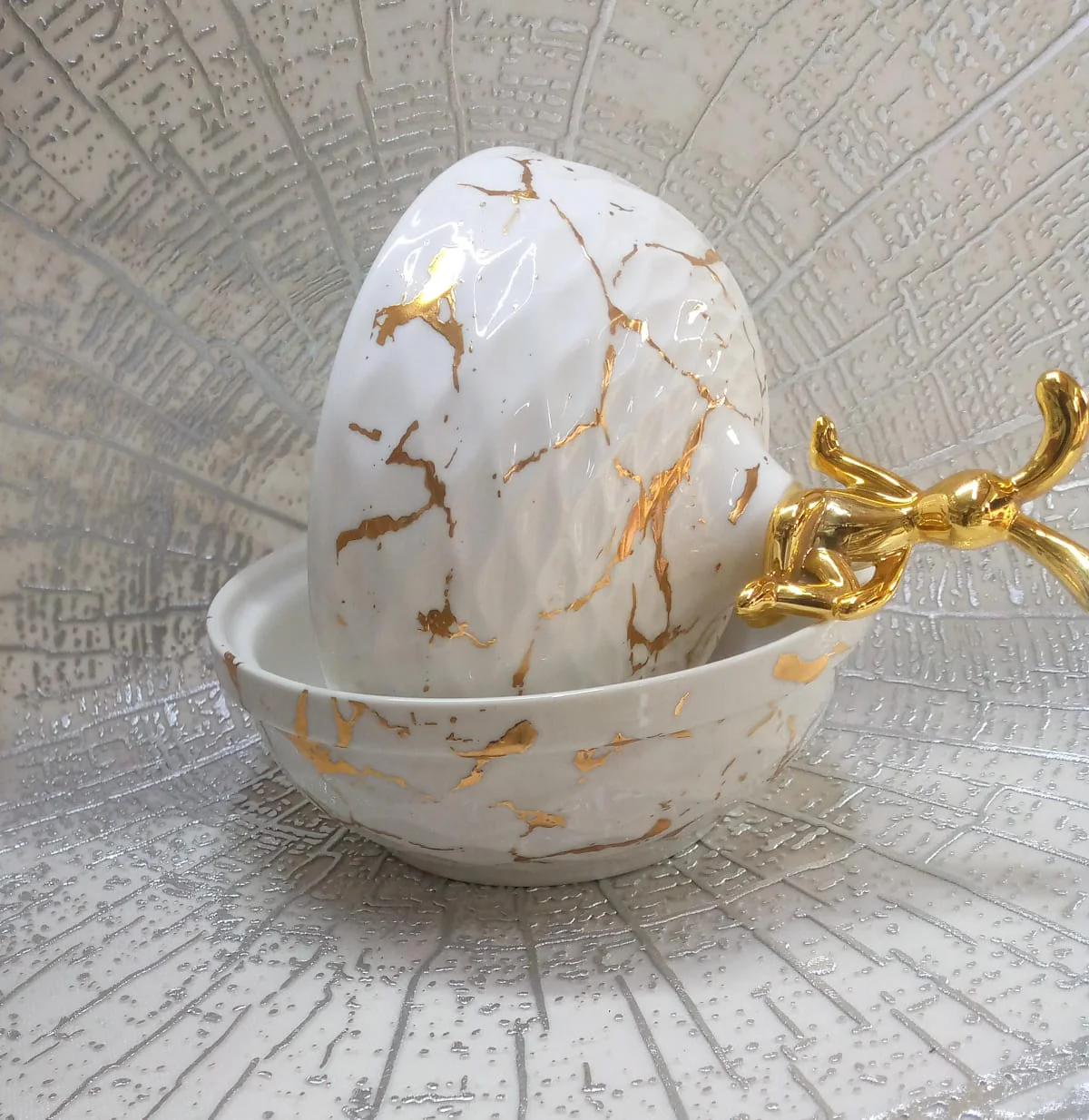 Ceramic sugar dish   marble snack plate - Image 2