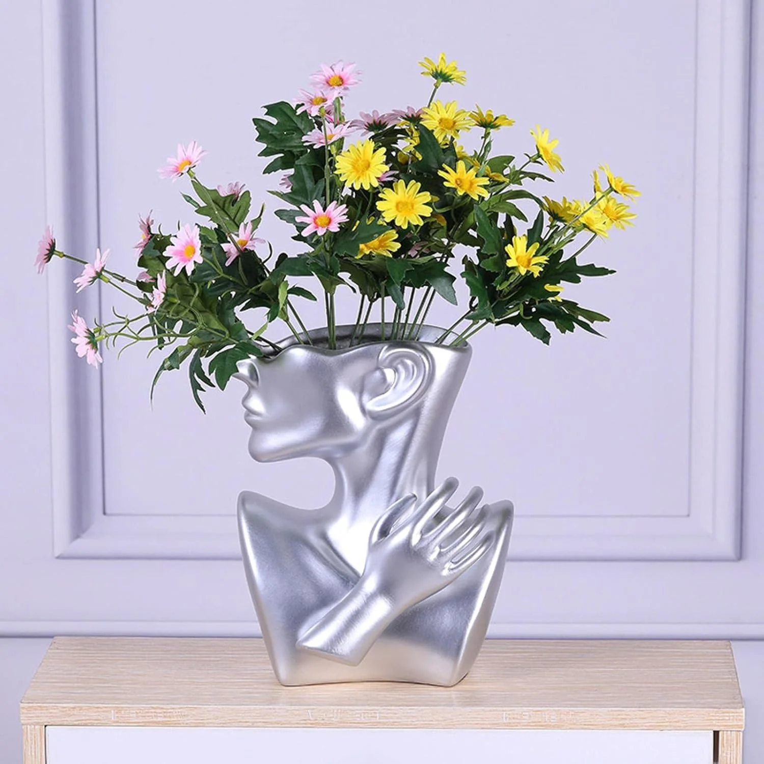Ceramics Vase Human Head Abstract Half Body Flower vase Flower Arrangement Human Face Modern Home Decoration - Image 4