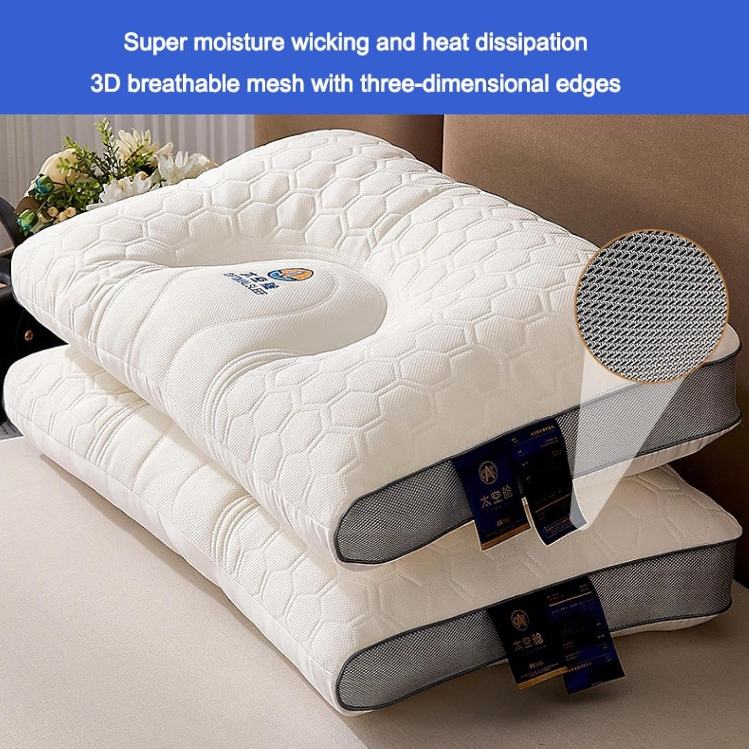 Cervical Pillow Memory Foam Neck Support Pillow with Natural Rubber Core – Ergonomic Single Bed Pillow for Side & Back Sleepers | Pain Relief - Image 11