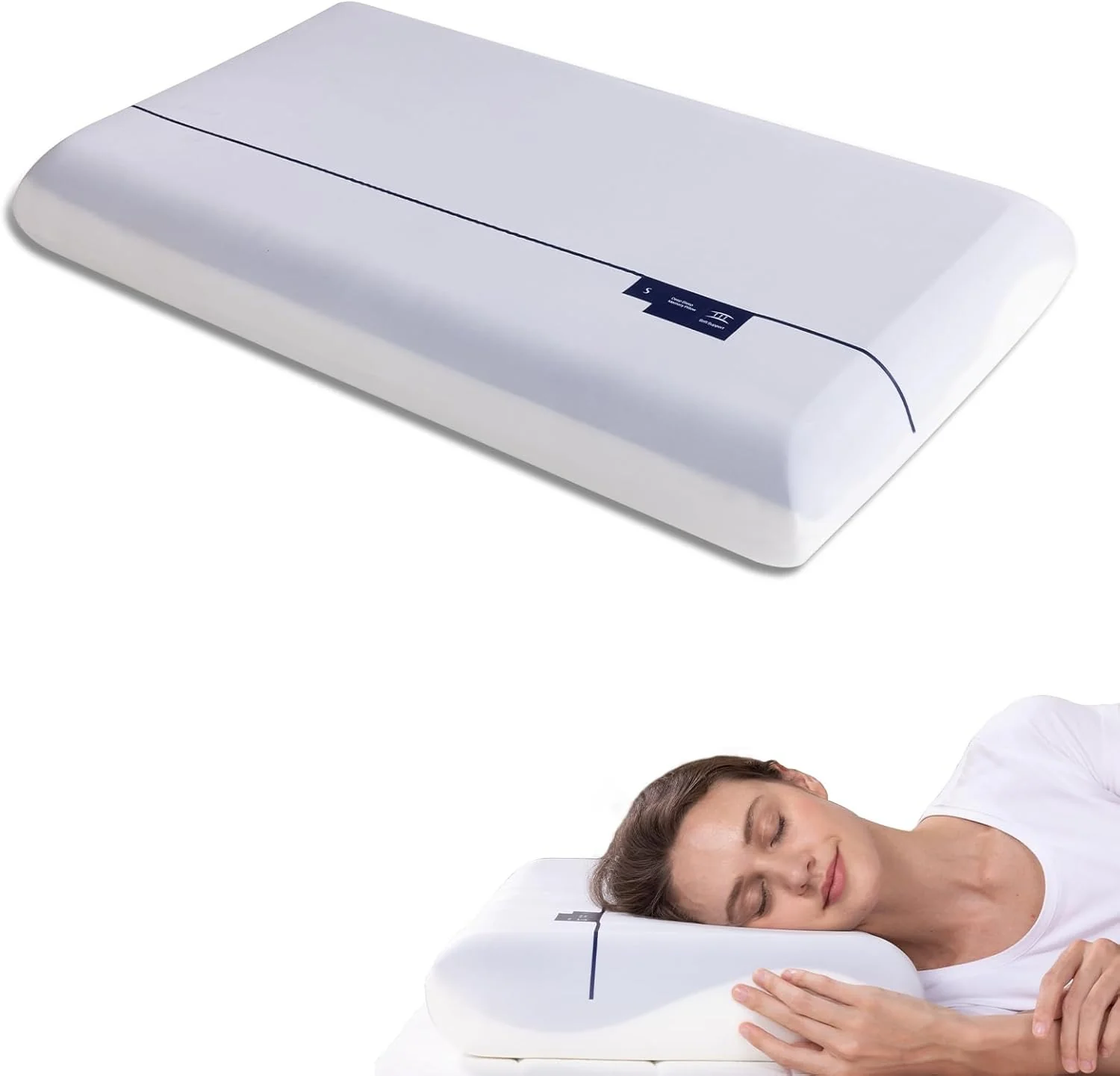 Cervical Pillow Memory Foam Neck Support Pillow with Natural Rubber Core – Ergonomic Single Bed Pillow for Side & Back Sleepers | Pain Relief - Image 2