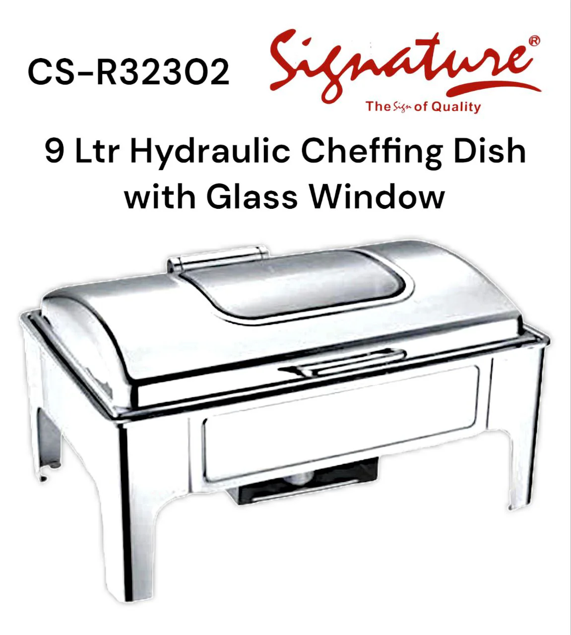 9L Stainless Steel Roll Top Chafing Dish with Glass Window (Buffet Food Warmer) - Image 4