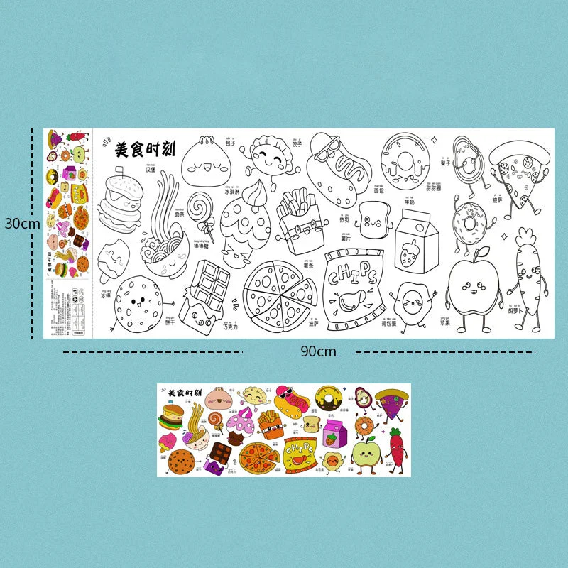 2pcs Children Drawing Roll Sticky Color Filling Paper - Image 12