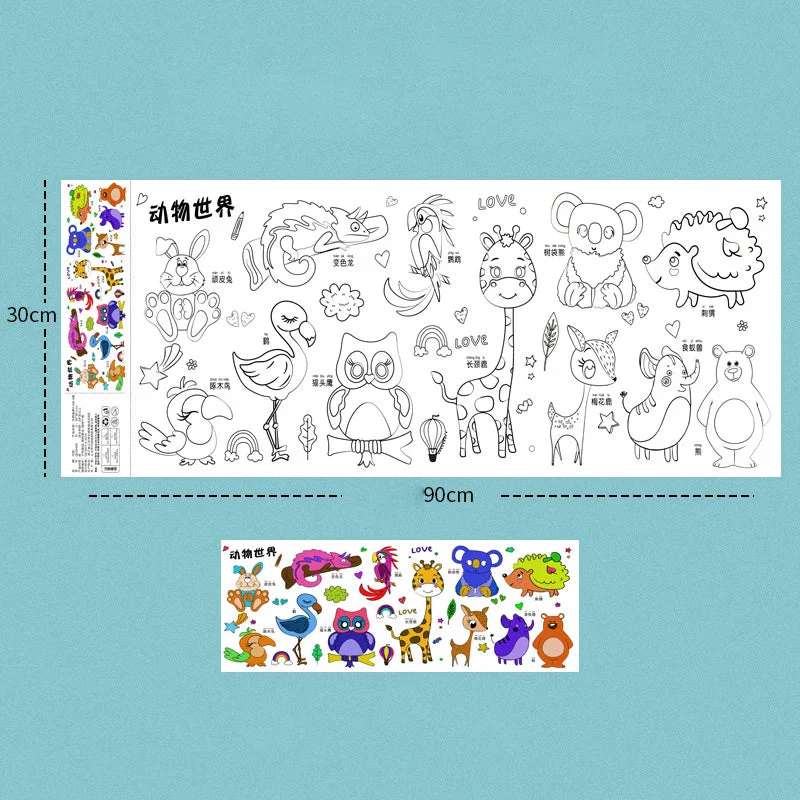 2pcs Children Drawing Roll Sticky Color Filling Paper - Image 14