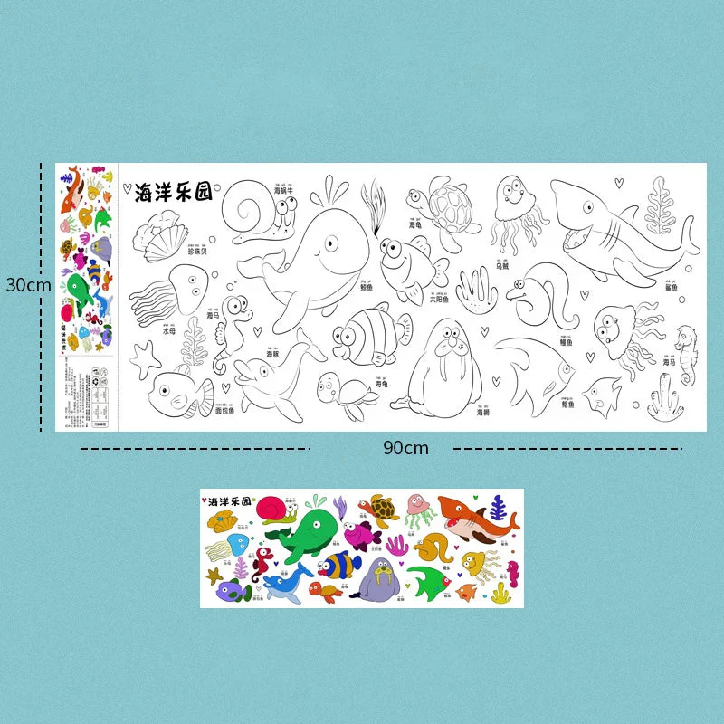 2pcs Children Drawing Roll Sticky Color Filling Paper - Image 15