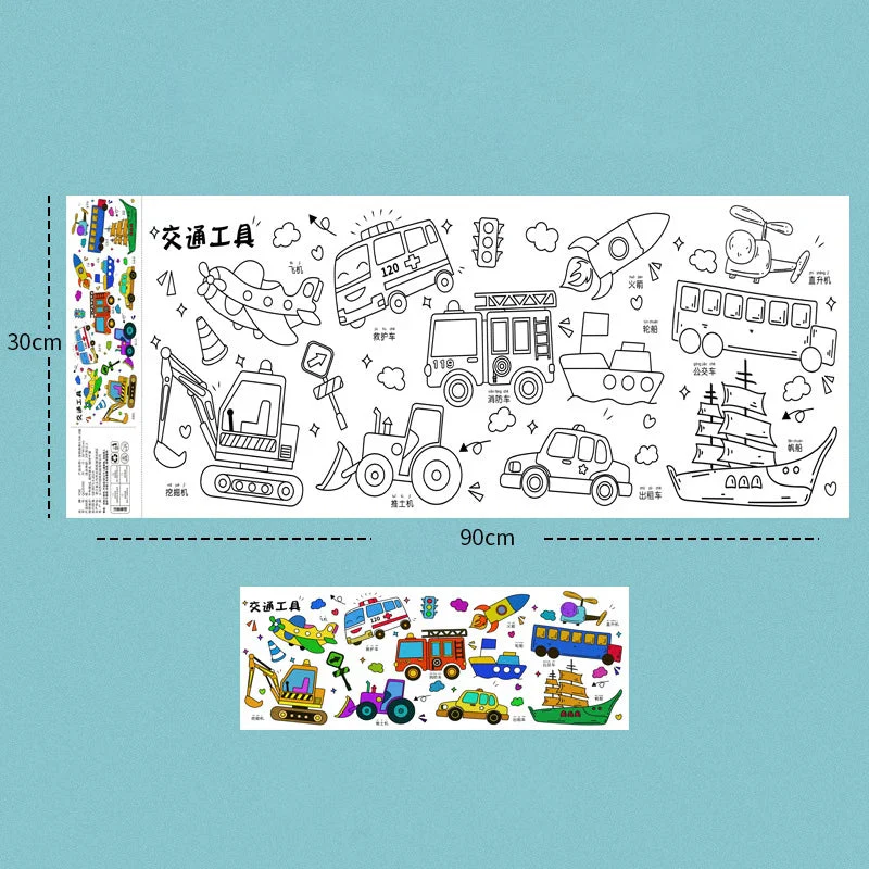 2pcs Children Drawing Roll Sticky Color Filling Paper - Image 17