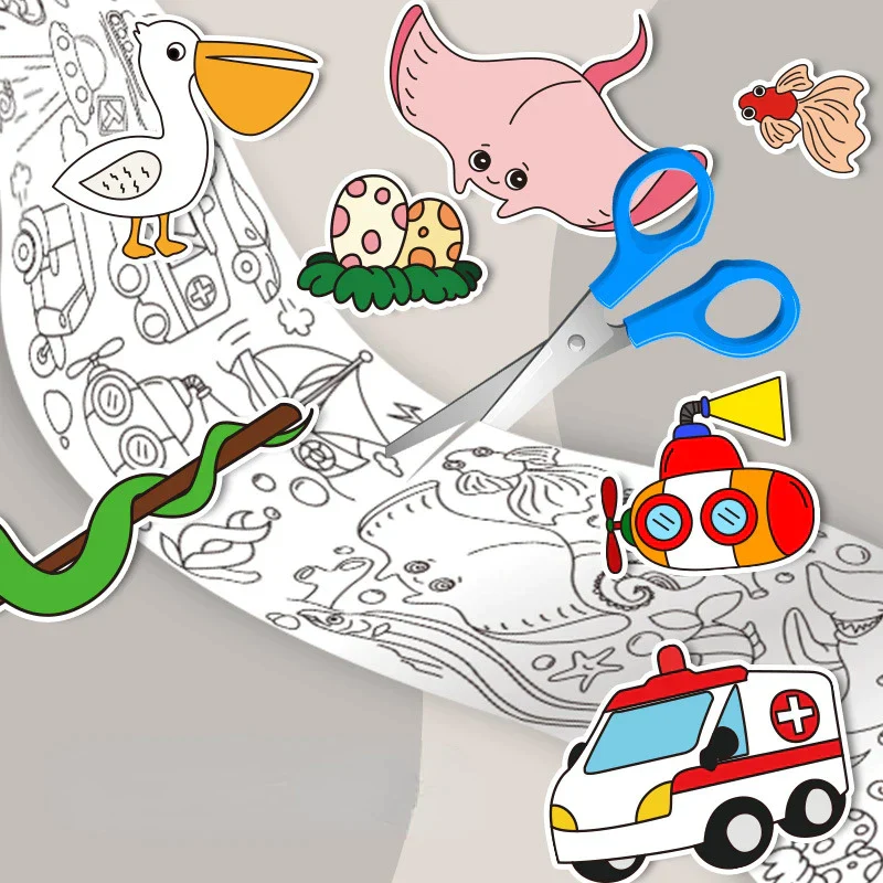 2pcs Children Drawing Roll Sticky Color Filling Paper - Image 2