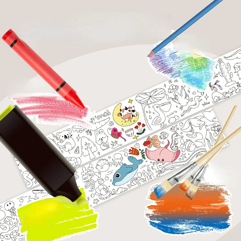 2pcs Children Drawing Roll Sticky Color Filling Paper - Image 5