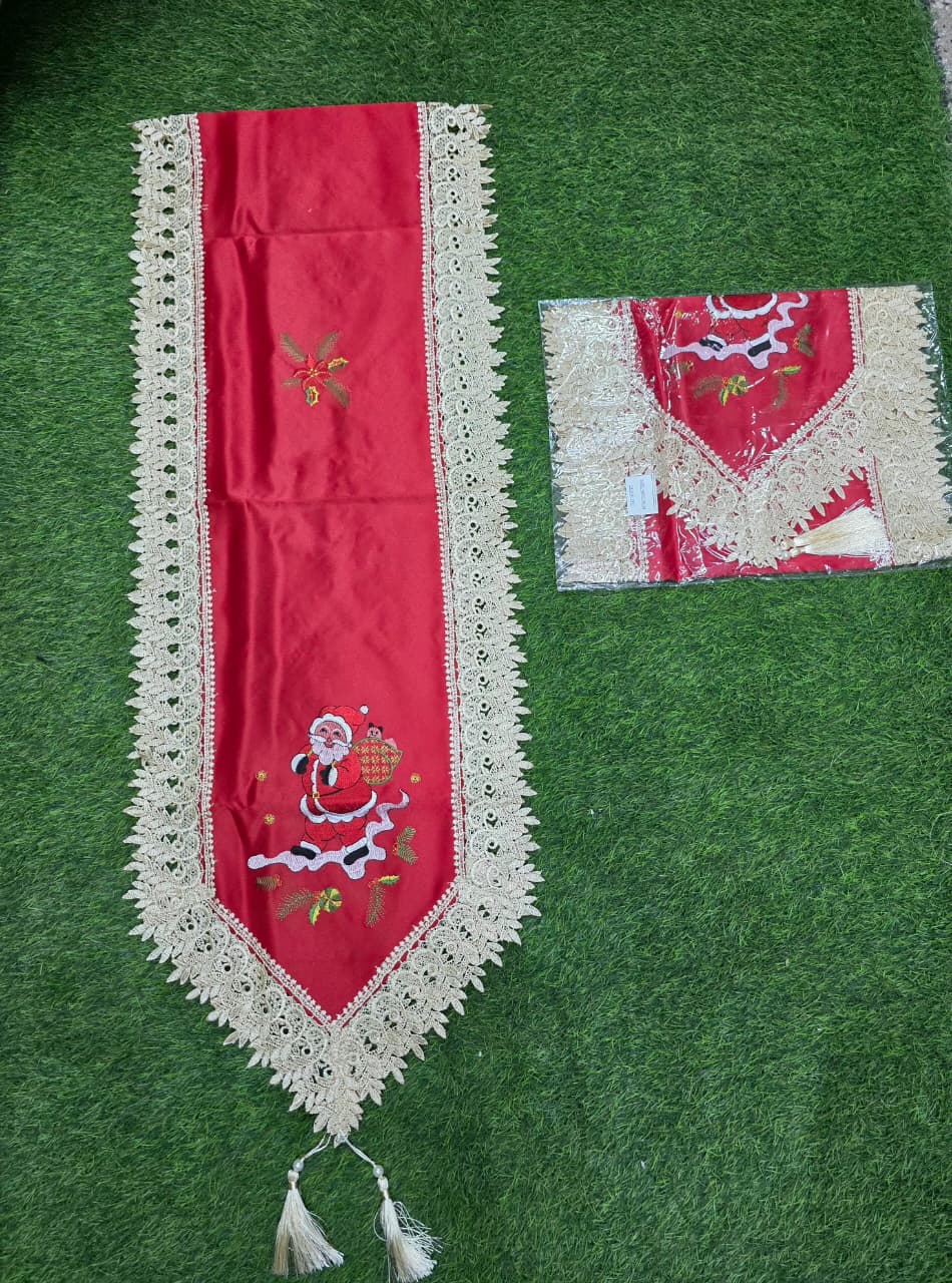 Christmas Flowers Table Runner 16x71 Inch Christmas Theme Table Runner with Lace Edge for Home Holiday Kitchen Dining Table Decor - Image 3
