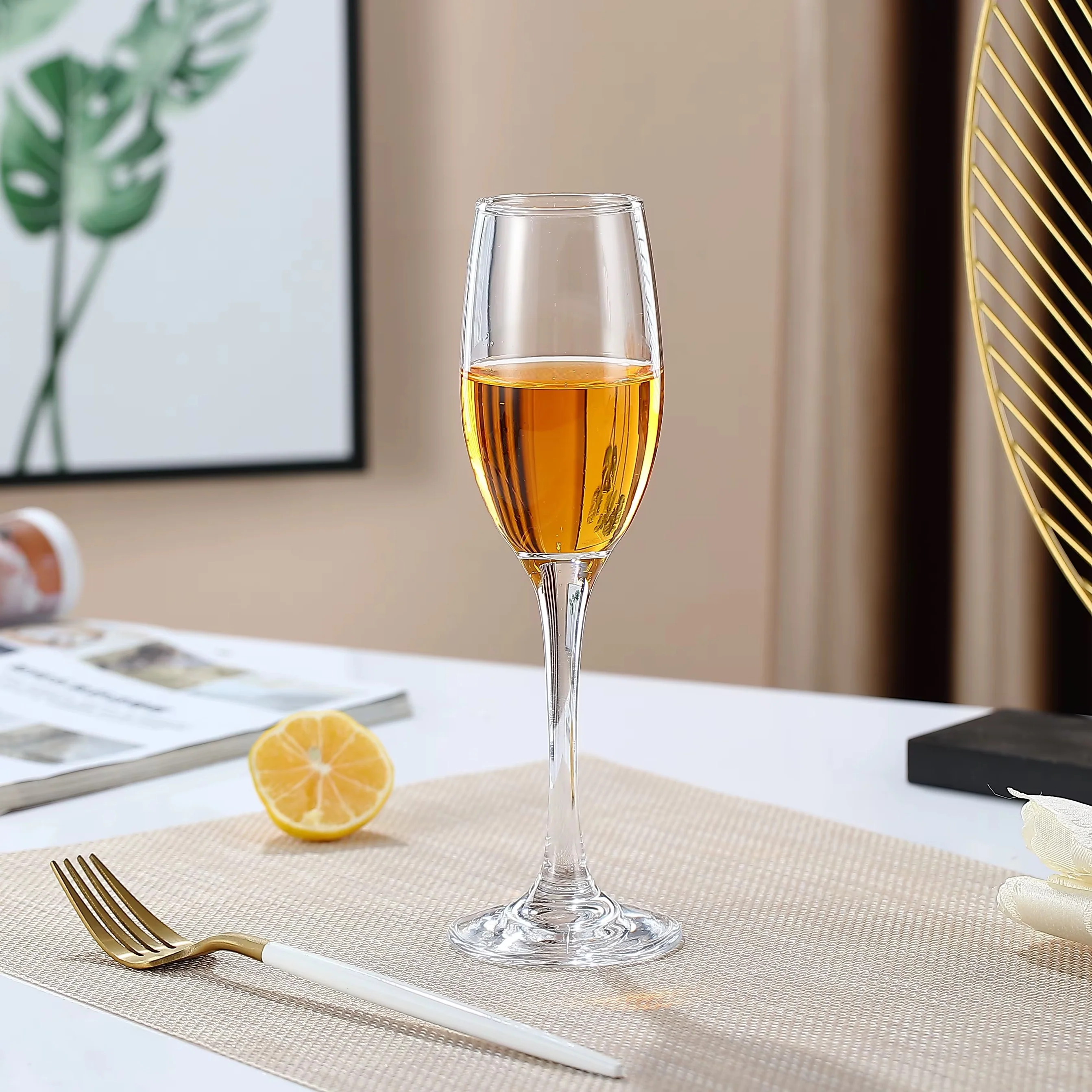 Classic Champagne Glasses Set of 6, 6oz Glass Champagne Flutes, Stemmed Champagne Flutes, Sparkling Wine Glass for Party, Wedding and Home - Clear,250ml - Image 2