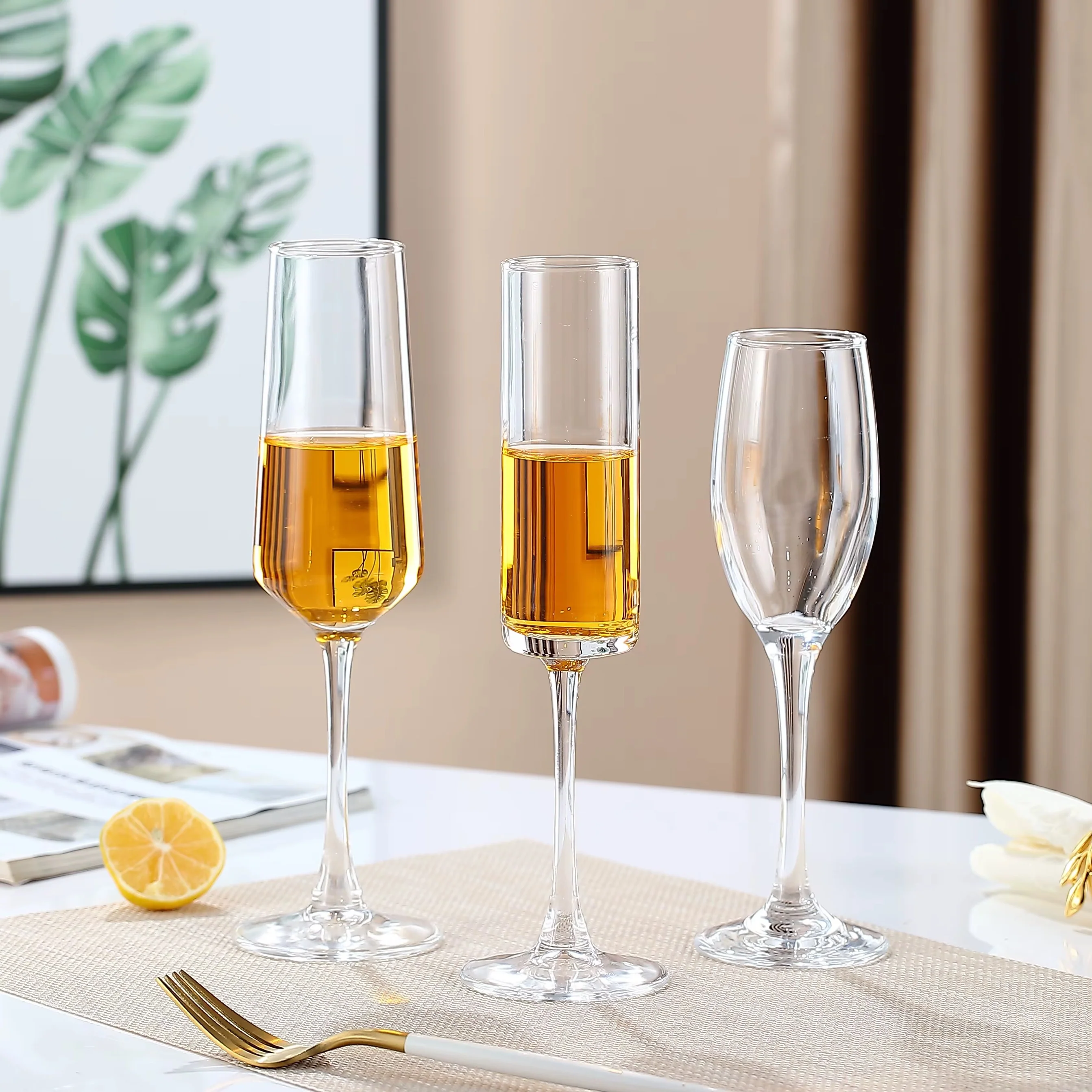 Classic Champagne Glasses Set of 6, 6oz Glass Champagne Flutes, Stemmed Champagne Flutes, Sparkling Wine Glass for Party, Wedding and Home - Clear,250ml - Image 4