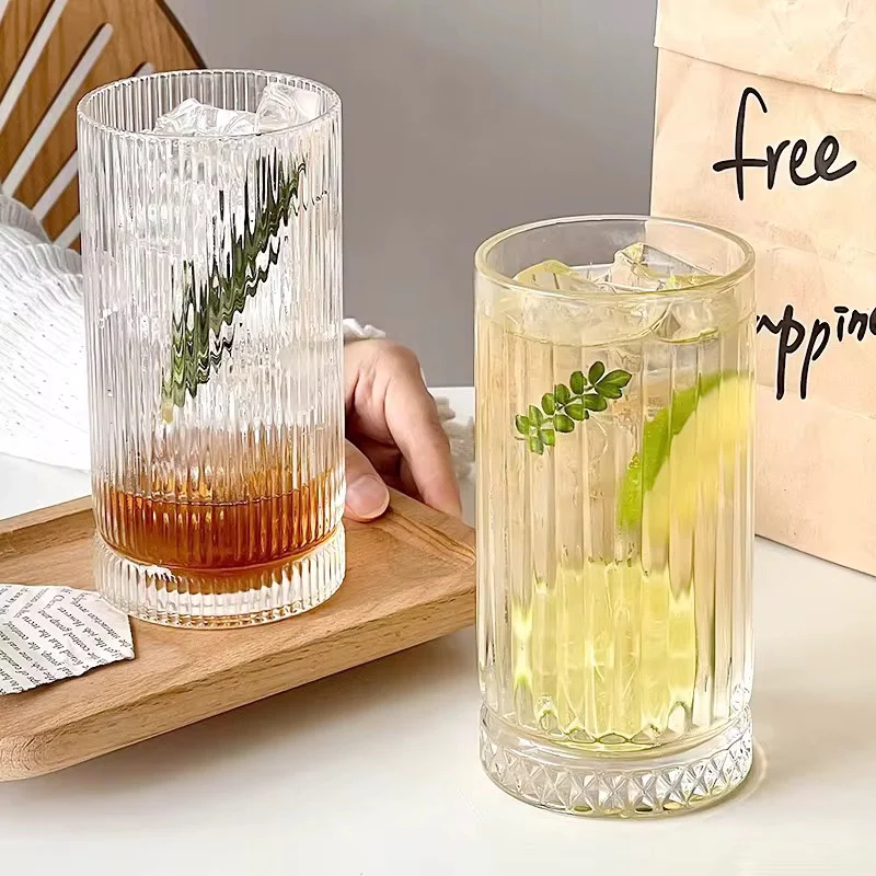 6pcs Classical Engraved Ribbed Crystal Glass Set – 450ml - Image 2