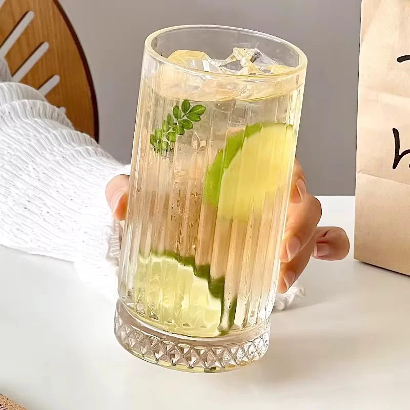 6pcs Classical Engraved Ribbed Crystal Glass Set – 450ml - Image 3